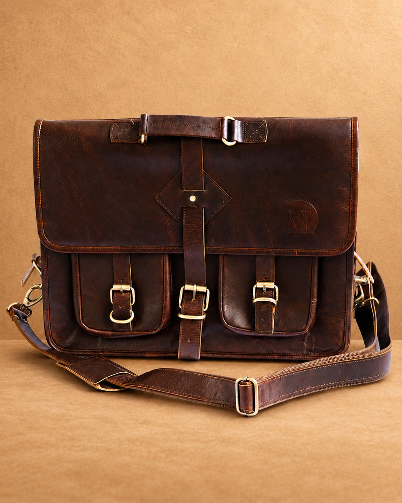 Heritage Two-Pocket Leather Messenger Bag