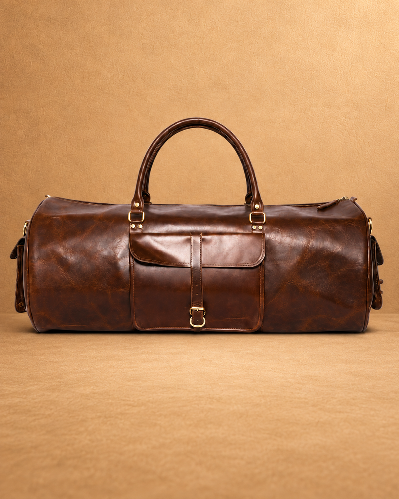 Expedition Round Full Grain Leather Duffle Bag