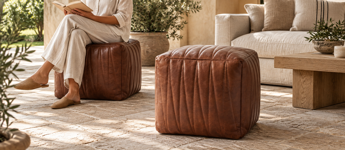 Leather Pouf