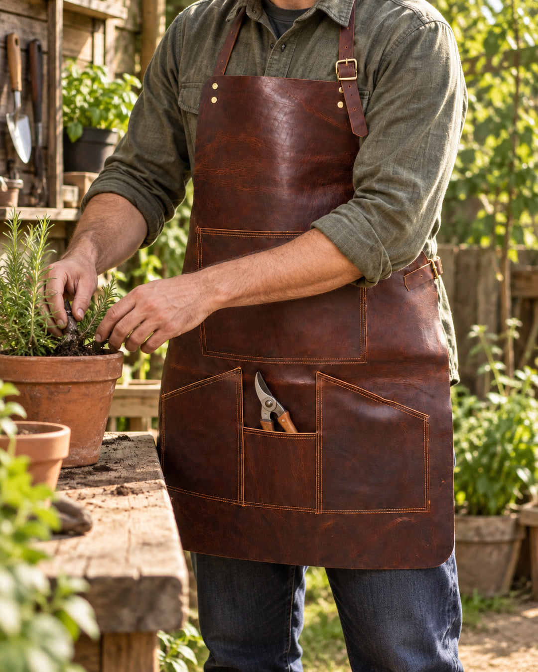 Artisan Full Grain Leather Workshop Apron