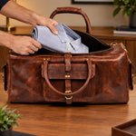 Weekender Square Full Grain Leather Duffle Bag