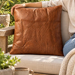 Sienna Tan Leather Throw Pillow Cover