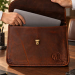 Executive Full Grain Leather Laptop Messenger Bag