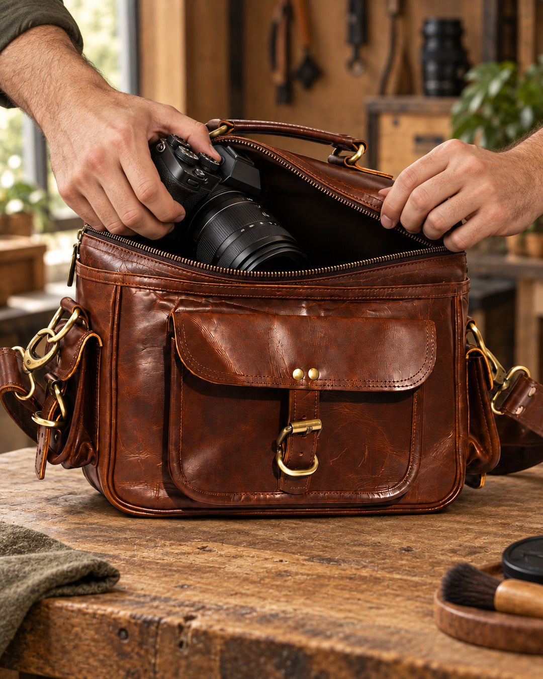 Voyager Full Grain Leather Camera Bag