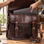 Regent Double Buckle Leather Briefcase