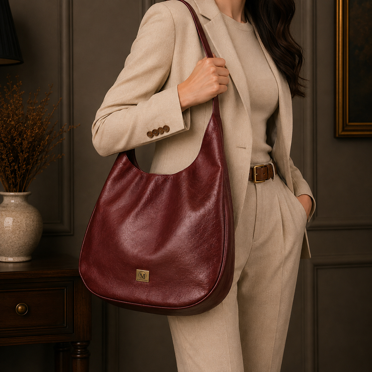 Aurelia Drift Top Grain Leather Hobo Bag
