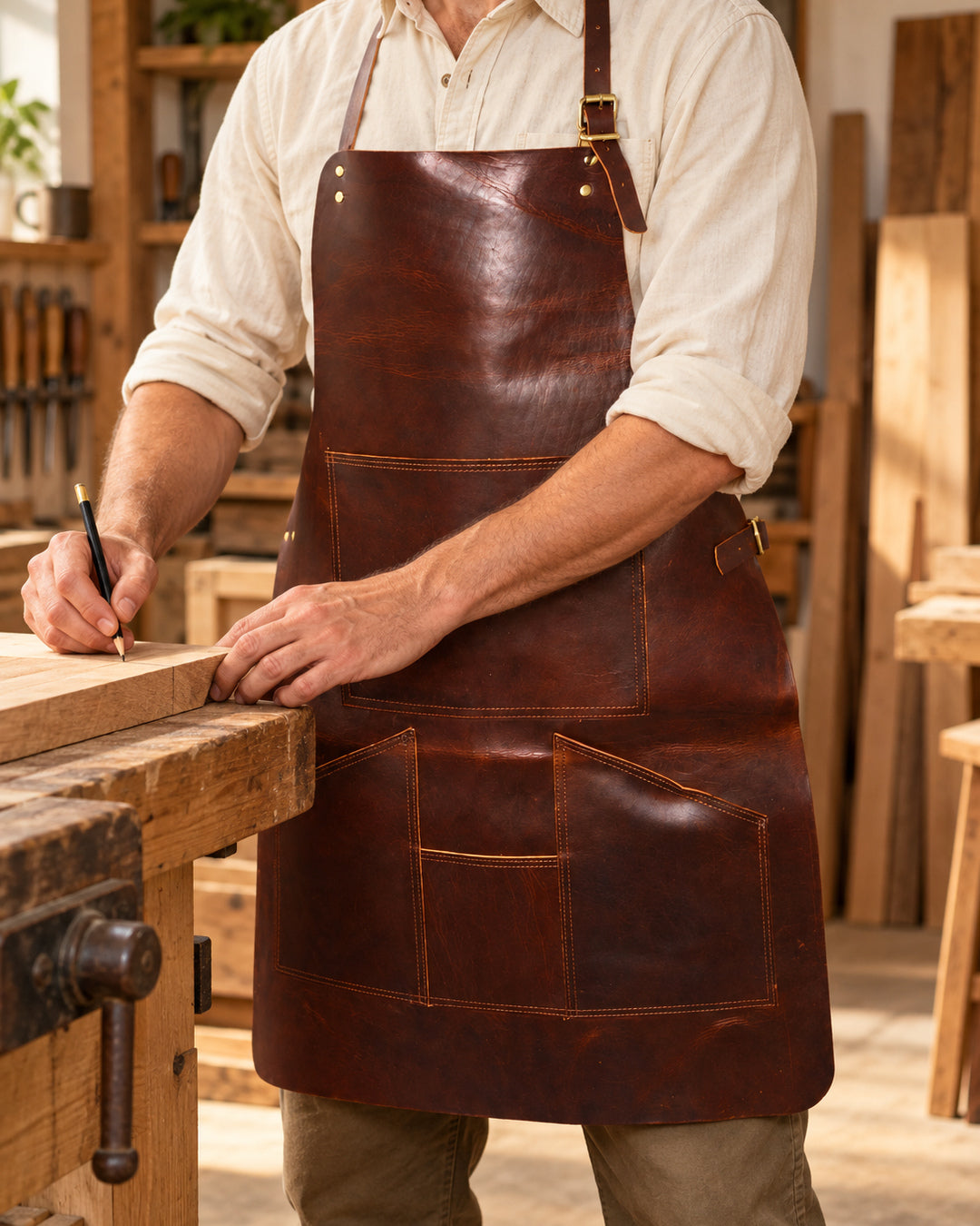 Artisan Full Grain Leather Workshop Apron
