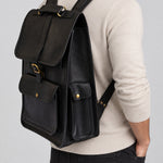 Metro Black Full Grain Leather Backpack