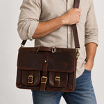 Heritage Two-Pocket Leather Messenger Bag
