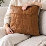 Sienna Tan Leather Throw Pillow Cover