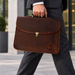 Executive Full Grain Leather Laptop Messenger Bag