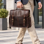 Regent Double Buckle Leather Briefcase