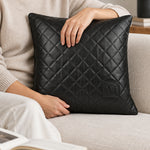Nior Quilted Leather Throw Pillow Cover