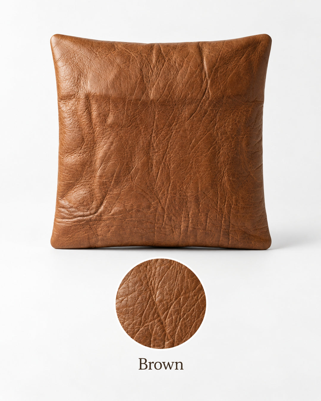 Sienna Tan Leather Throw Pillow Cover
