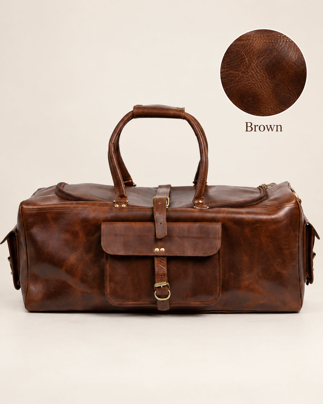 Weekender Square Full Grain Leather Duffle Bag