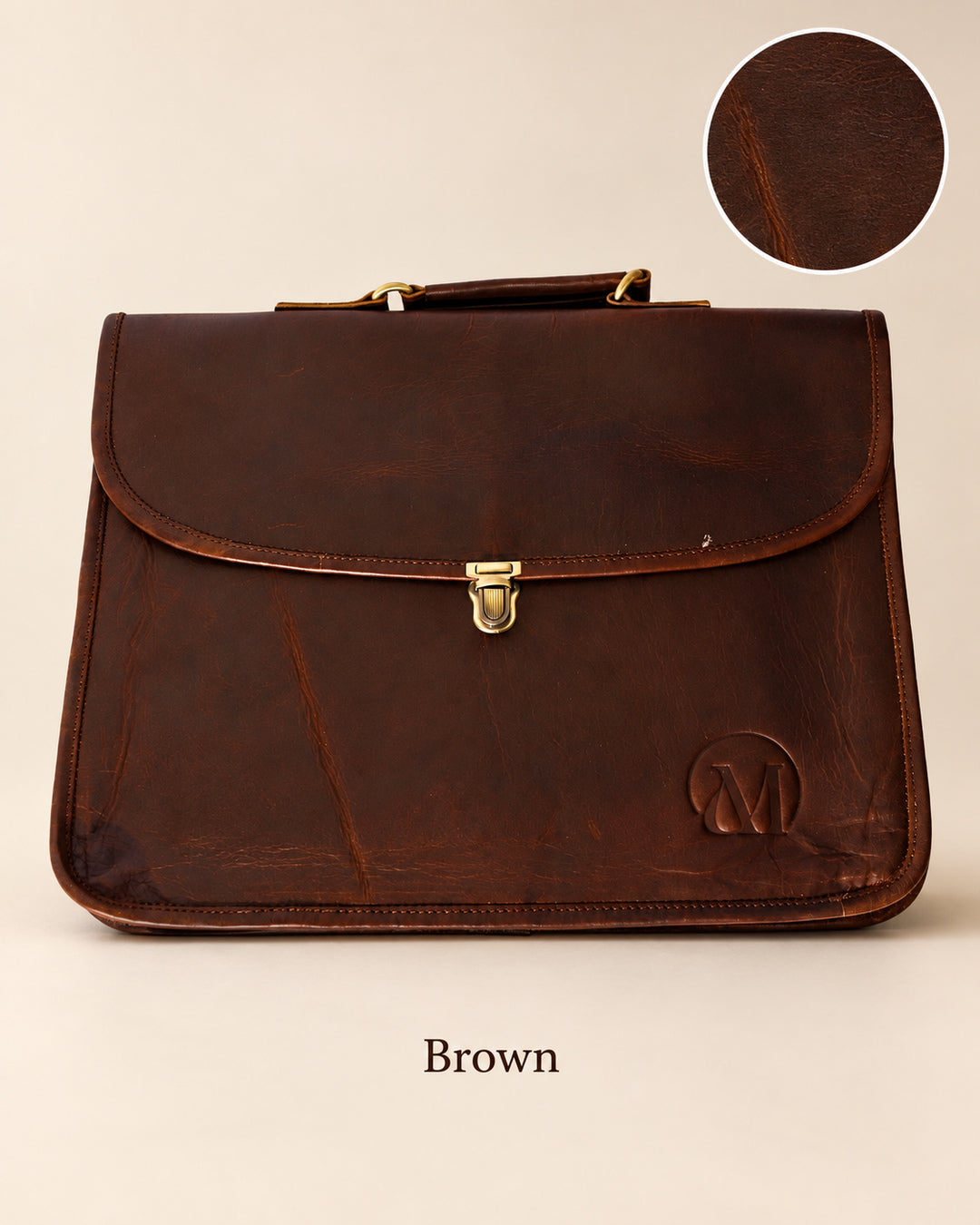 Executive Full Grain Leather Laptop Messenger Bag