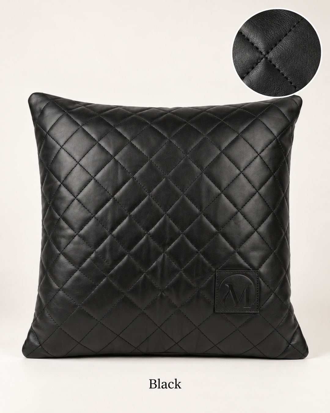 Nior Quilted Leather Throw Pillow Cover