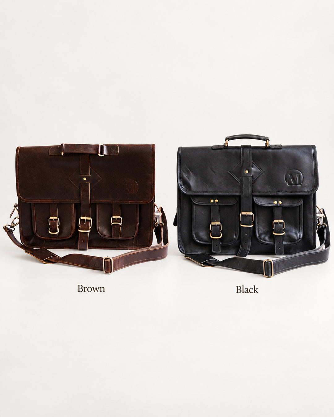 Heritage Two-Pocket Leather Messenger Bag