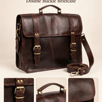 Regent Double Buckle Leather Briefcase