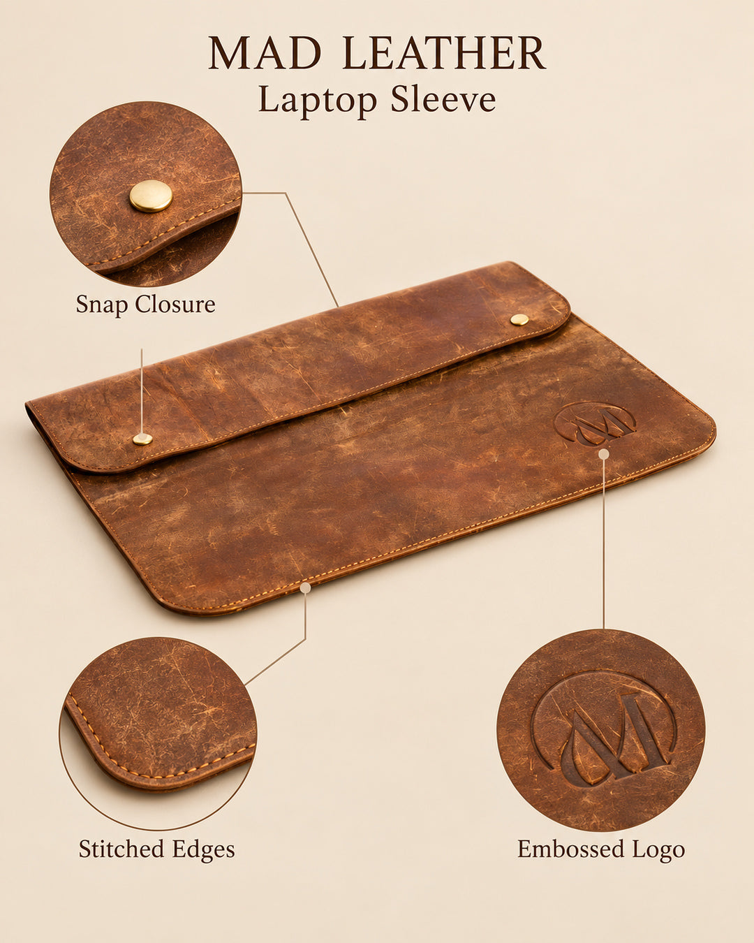 Core Full Grain Leather Laptop Sleeve