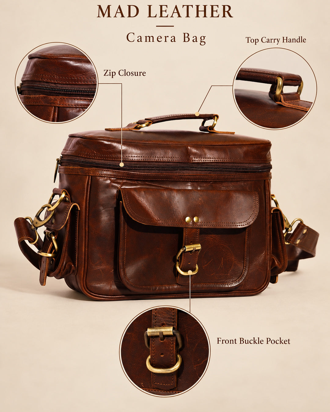 Voyager Full Grain Leather Camera Bag