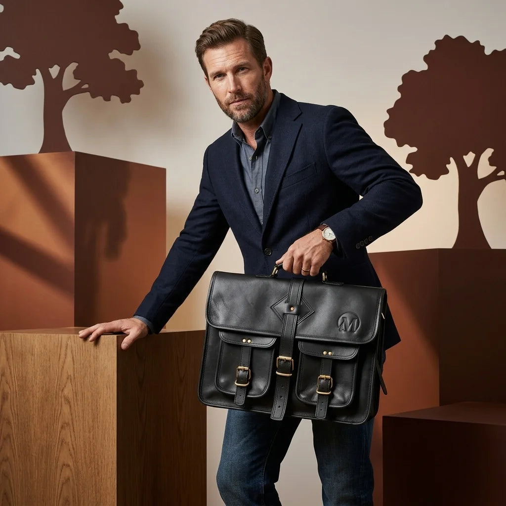 MESSENGER BAG DOUBLE POCKET- 10×17 BLACK.