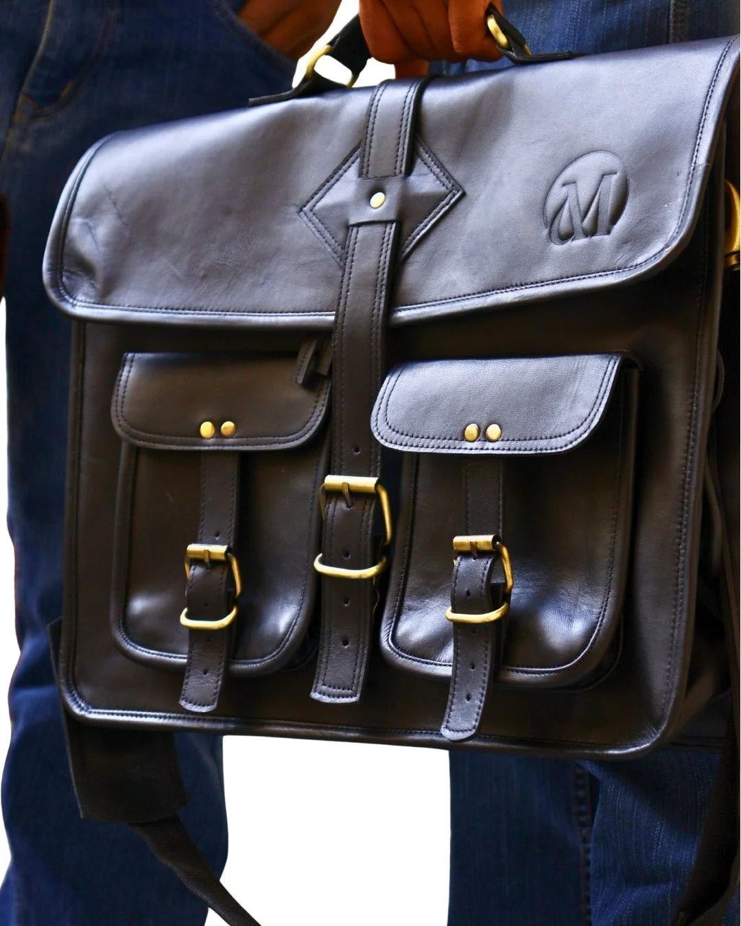 MESSENGER BAG DOUBLE POCKET- 10×17 BLACK