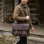 MESSENGER BAG DOUBLE POCKET 10X17 BROWN