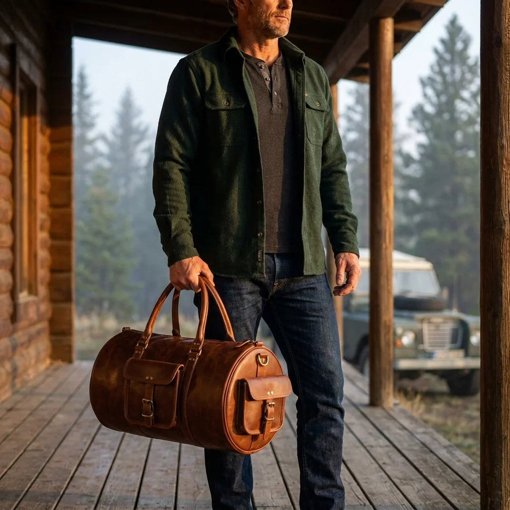 DUFFLE BAG ROUND 21 INCH-BROWN (1)
