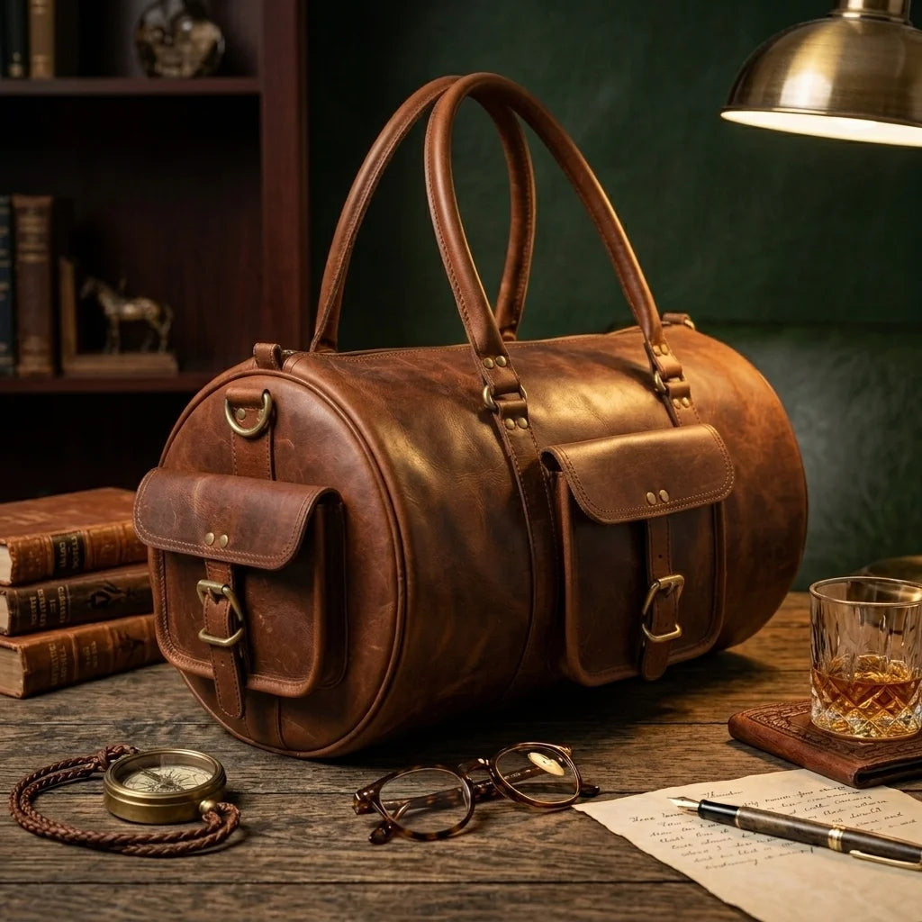 DUFFLE BAG ROUND 21 INCH-BROWN (2)