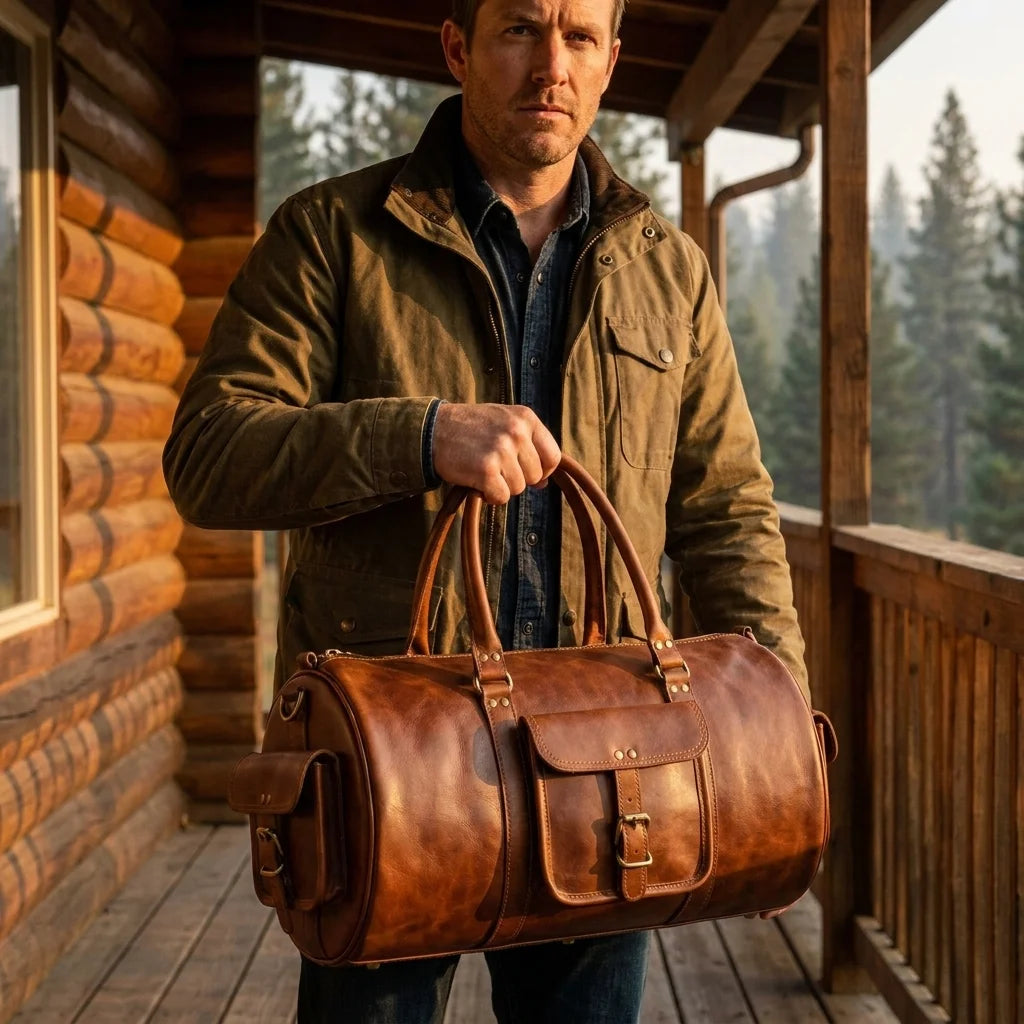 DUFFLE BAG ROUND 21 INCH-BROWN