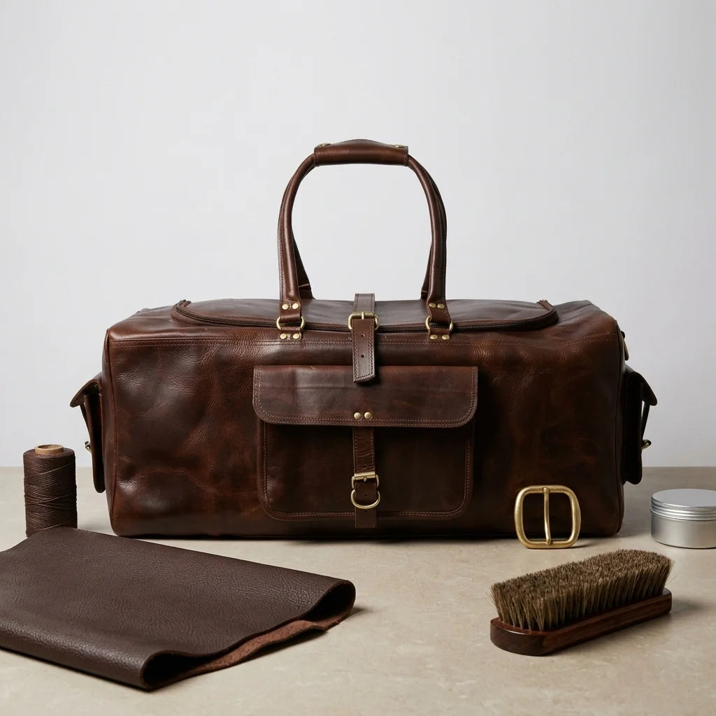 DUFFLE BAG SQUARE – 24 INCH BROWN (1)