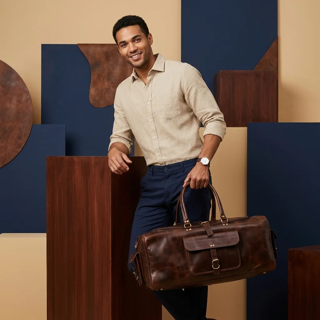 DUFFLE BAG SQUARE – 24 INCH BROWN (2)