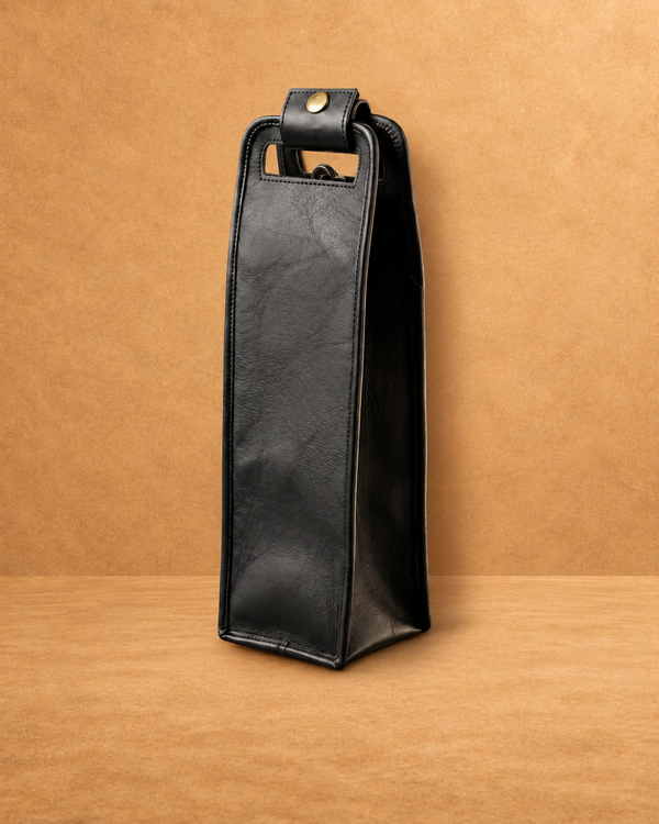 Full Grain Leather Bottle Holder in Black