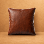 Alder Brown Leather Throw Pillow Cover