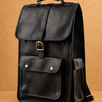 Metro Black Full Grain Leather Backpack
