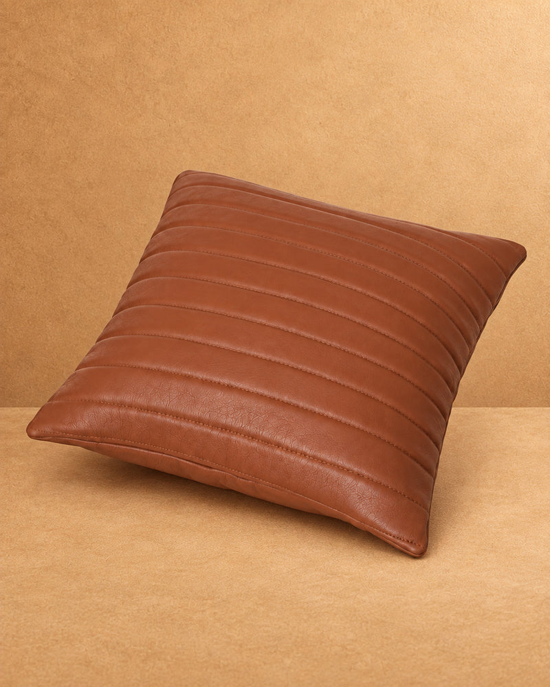 Horizon Tan Leather Throw Pillow Cover