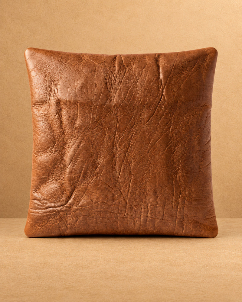 Sienna Tan Leather Throw Pillow Cover