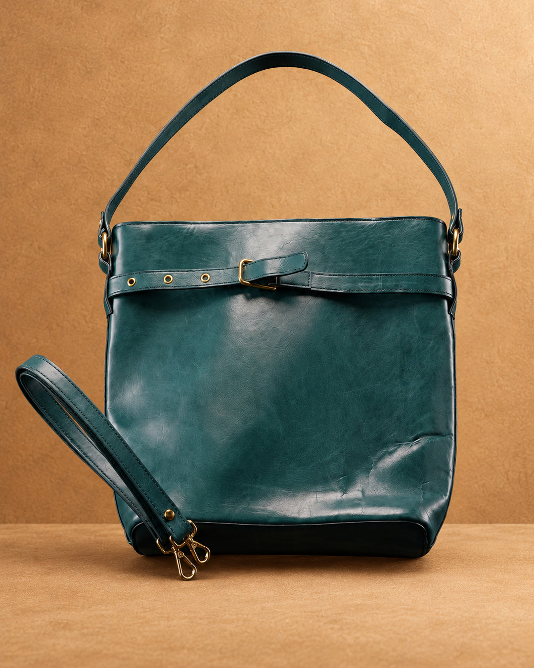 Elara Frame Top Grain Leather Handbag