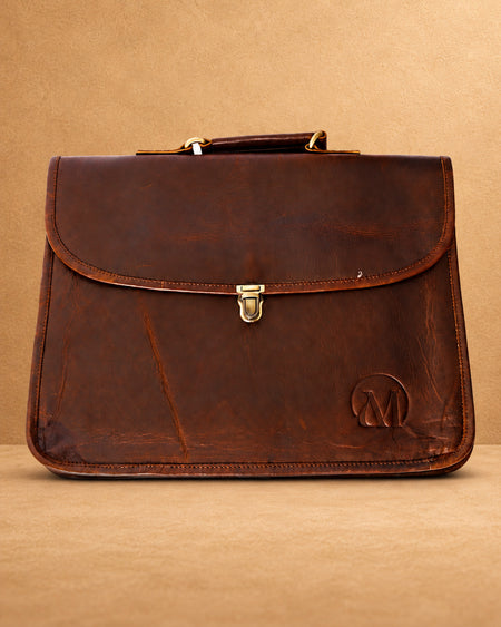 Executive Full Grain Leather Laptop Messenger Bag