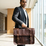 Regent Double Buckle Leather Briefcase
