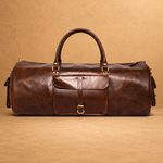 Expedition Round Full Grain Leather Duffle Bag for men