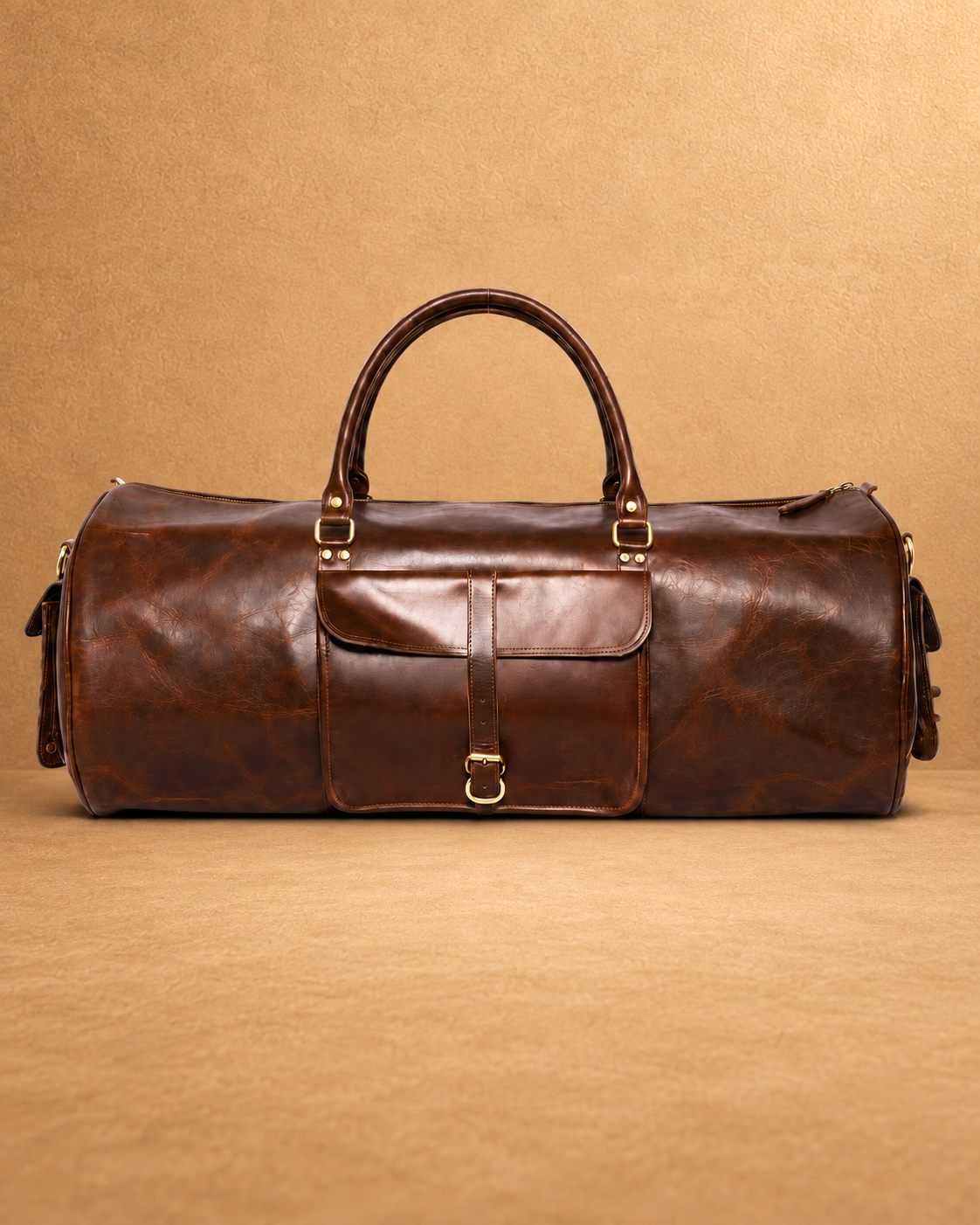Expedition Round Full Grain Leather Duffle Bag for men
