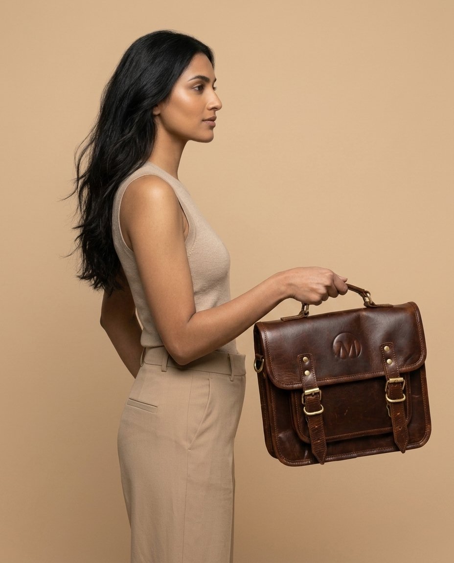 Atlas Compact Full Grain Leather Messenger Bag