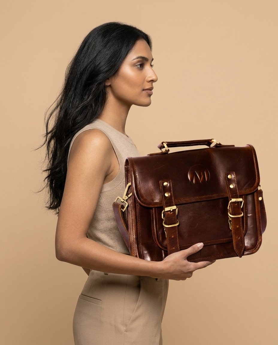 Atlas Compact Full Grain Leather Messenger Bag