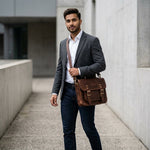 Atlas Compact Full Grain Leather Messenger Bag