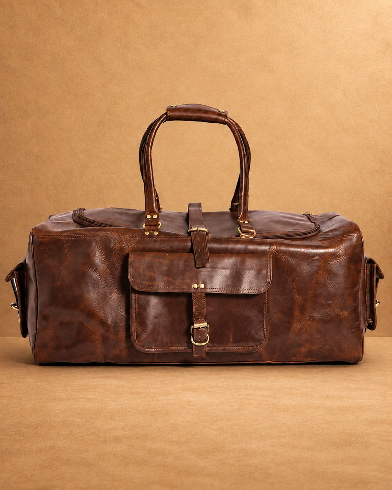 Weekender Square Full Grain Leather Duffle Bag