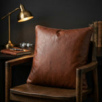 Alder Brown Leather Throw Pillow Cover
