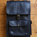 Metro Black Full Grain Leather Backpack
