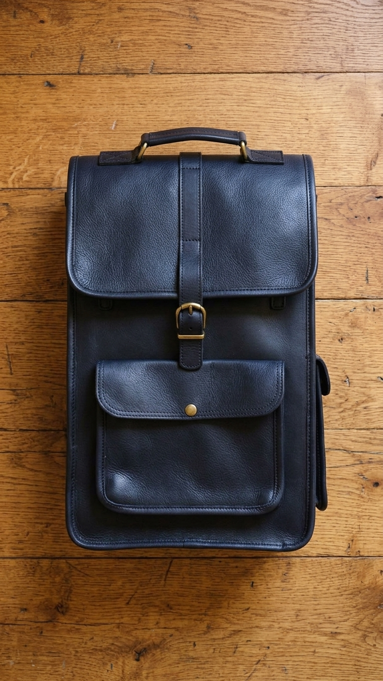 Metro Black Full Grain Leather Backpack